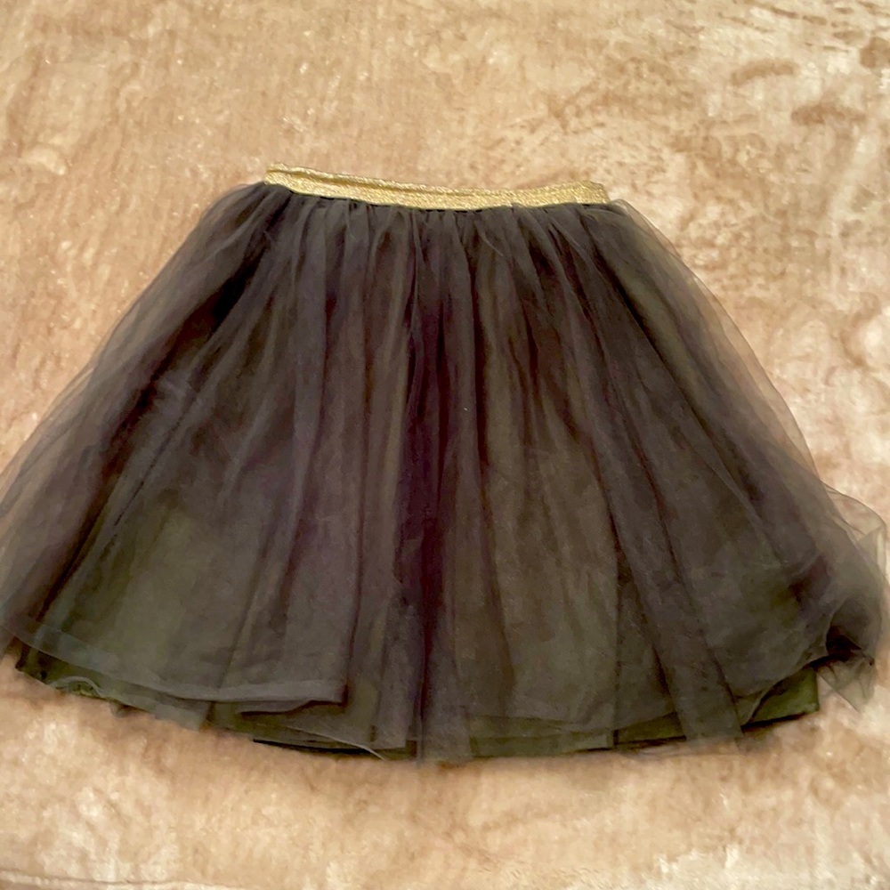 Beautiful Gold Waistband Army Green Girl’s Tulle Skirt